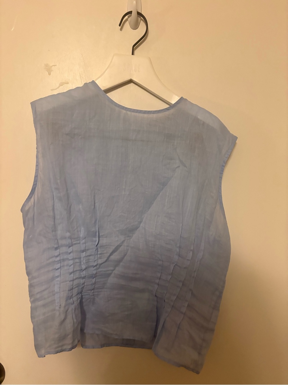 J. Crew Pale Blue Sleeveless Pintuck Tank